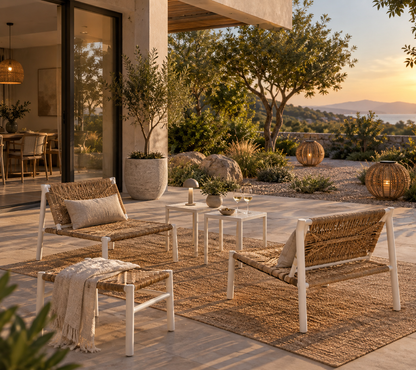STIPA STOOL ALU WHITE FRAME SYN RATTAN