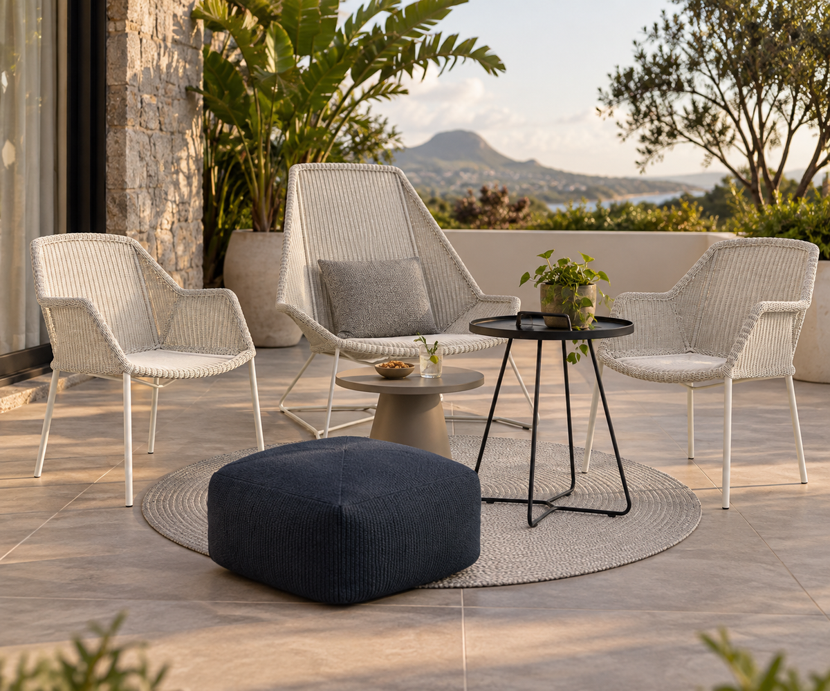 BREEZE ARMCHAIR STACKABLE WHITE GREY