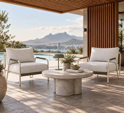 OLBIA COFFEE TABLE IN WEATHERED CEMENT