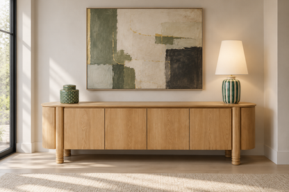 KAMILLE OAK & OAK VENEER CABINET WITH 4 DOORS