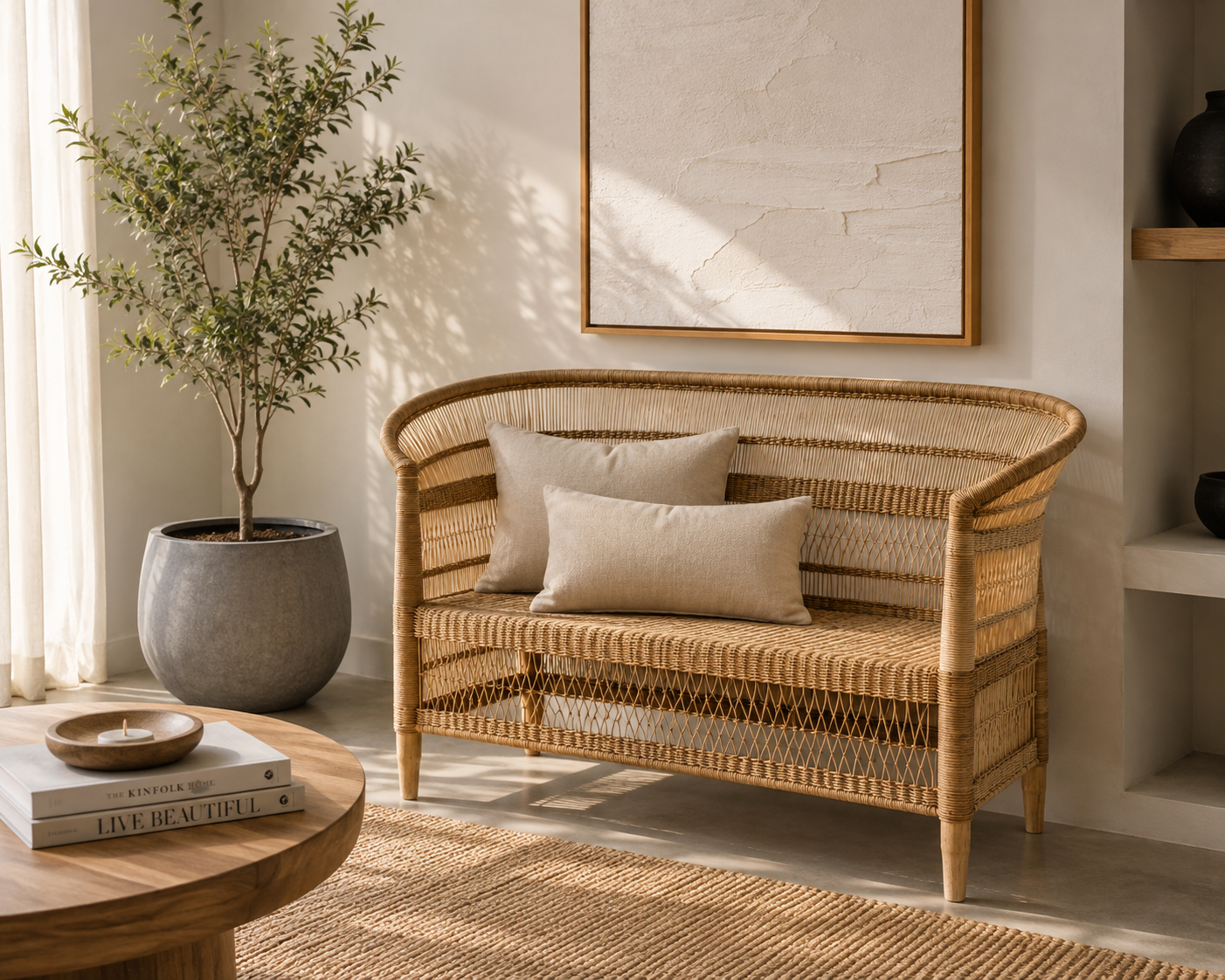 MALAWI LOVESEAT NATURAL RATTAN