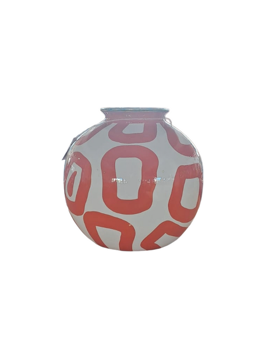 VASE 'TULUM' CERAMIQUE EN BLANC ET ORANGE