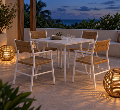 STIPA WHITE ARMCHAIR STACKABLE