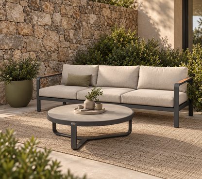 TOPAZ 3 SEATER SOFA CHARCOAL MATT WITH COOKIE CUSHIONS