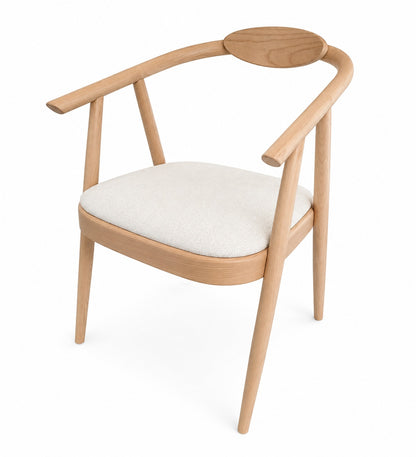 FLYNN ARMCHAIR IN TAUPE ASH WOOD – UPHOLSTERED SEAT (PEARL 08)